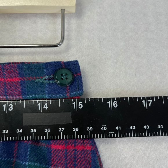 Vintage PENDLETON Women 10* Blue Red Plaid Front Pleated Wool Midi Skirt Pockets - Picture 8 of 11